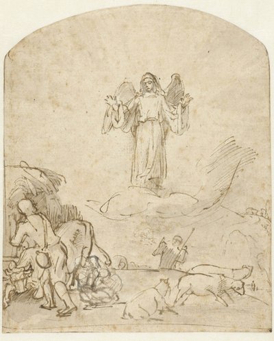 Verkündigung an die Hirten, ca. 1650 von Rembrandt van Rijn